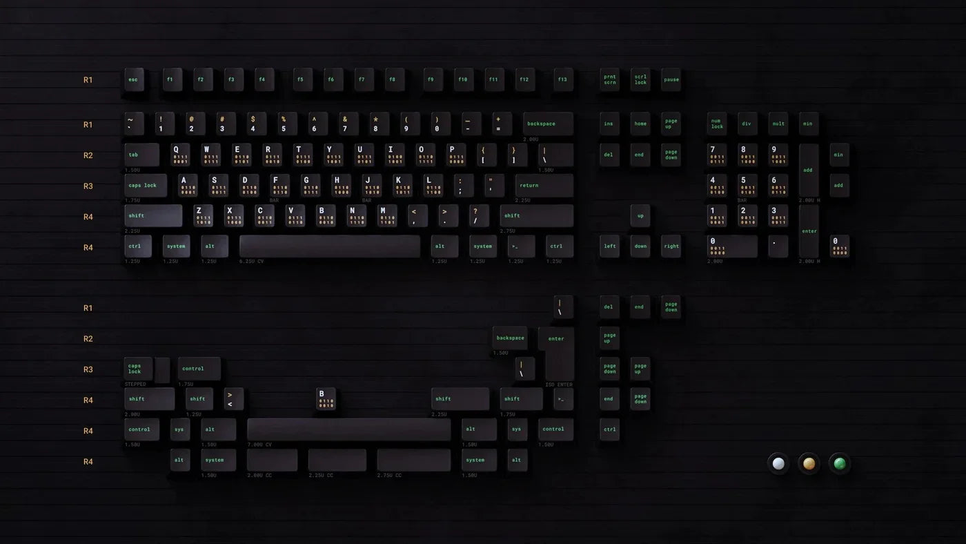 Monochrome Binary Cherry Profile Mechanical Keyboard Keycaps