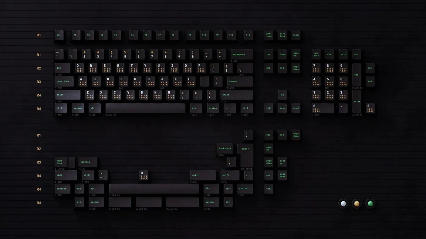 Monochrome Binary Cherry Profile Mechanical Keyboard Keycaps